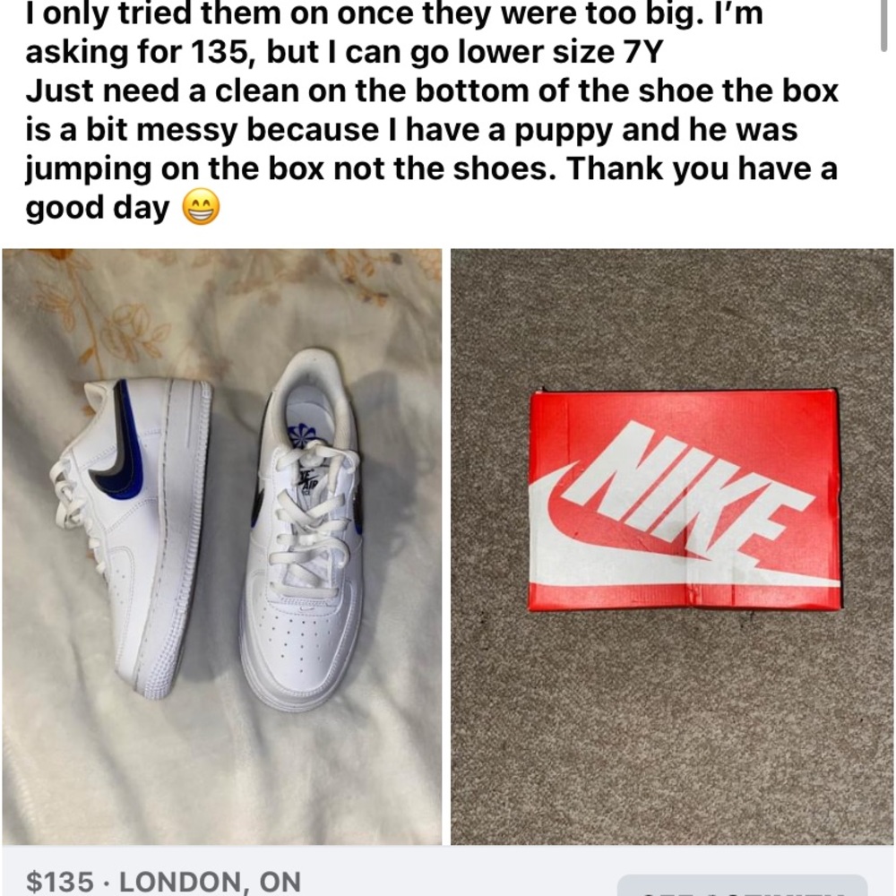 Nike air forces blue and black size 7y nice and clean.